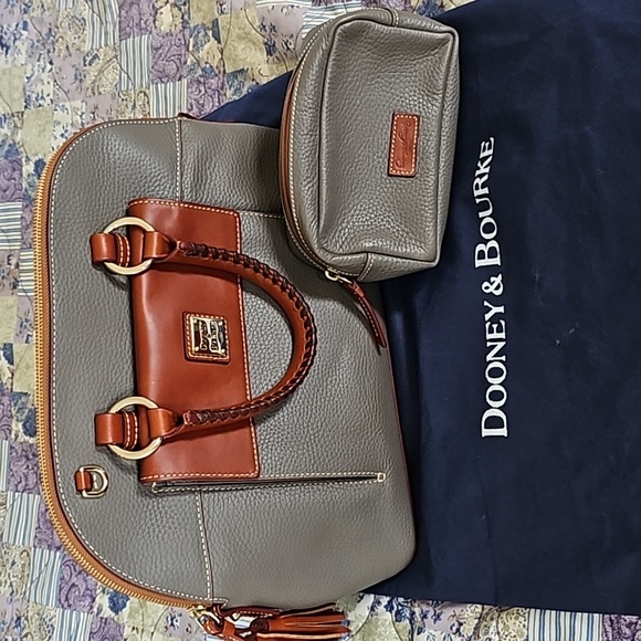Dooney & Bourke Aubrey Satchel and matching pouch pebbled leather Grey E… - Picture 1 of 15